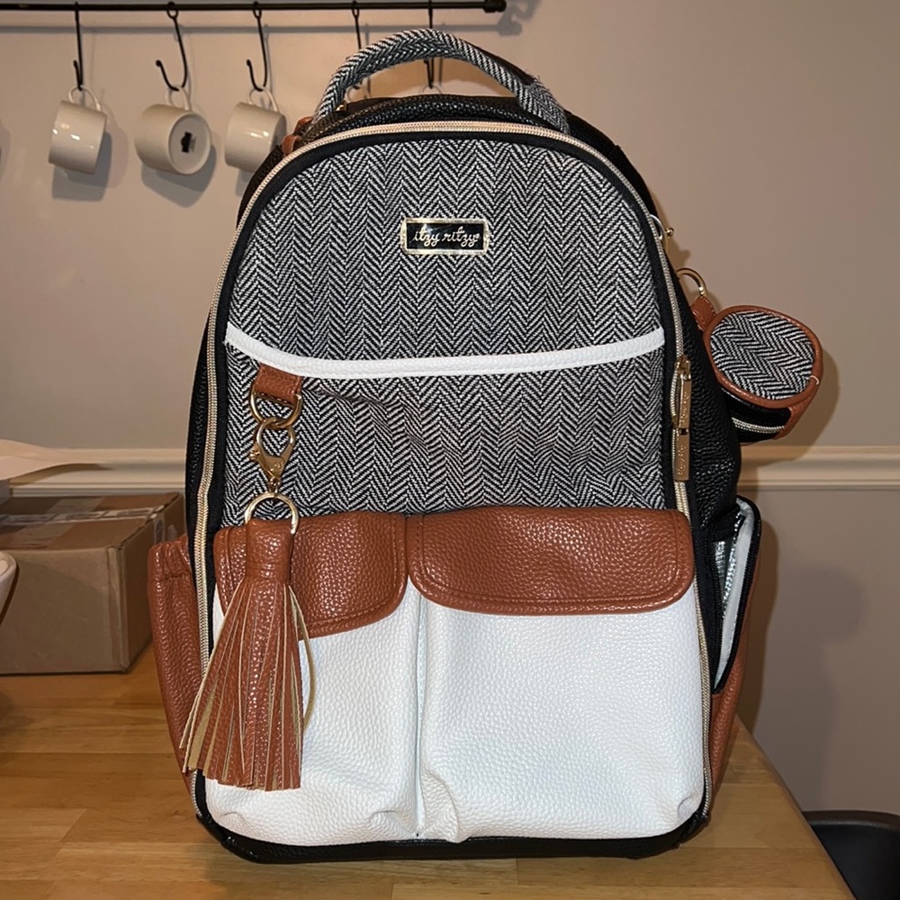 Itzy Ritzy Boss Backpack Diaper Bag - cream & coffee color